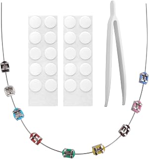 Doll Braces Decoration Set, Colorful Teeth Braces for 17cm Doll with Glue Points & Tweezers Mini Teeth Dressing Accessories for Plush Toy DIY Decor and Fun Display