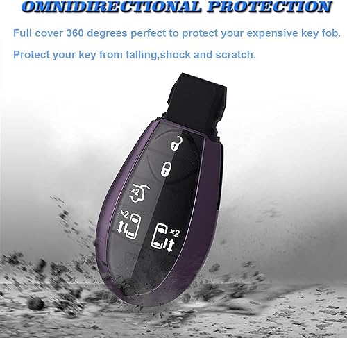 Miniatura 4 de BOYOUS Funda para llavero de automóvil de TPU suave 360 para Chrysler 300 Town & Country, Dodge Challenger Charger Durango Grand Caravan Journey