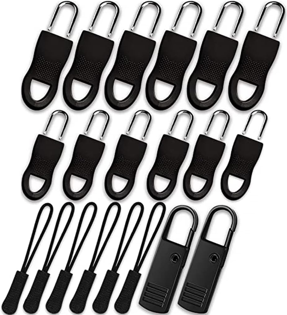 HASTHIP® 20pcs Zip Puller Zipper Pulls Replacement Kit, Universal Jacket Zipper Chain, Removable Zip Puller Tab for Bags, Purses, Luggage, Backpacks, Boots, Tents (3 Styles, 4 Sizes)