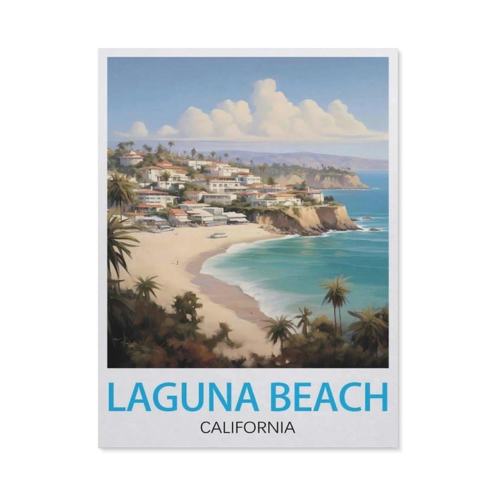 Paint by Numbers for Adults Kids Beginner，Laguna Beach California，DIY Acrylic Painting by Numbers Kits with Brushes Acrylic Pigment Home Decoration Brithday Gifts(50x60cm-AZ95