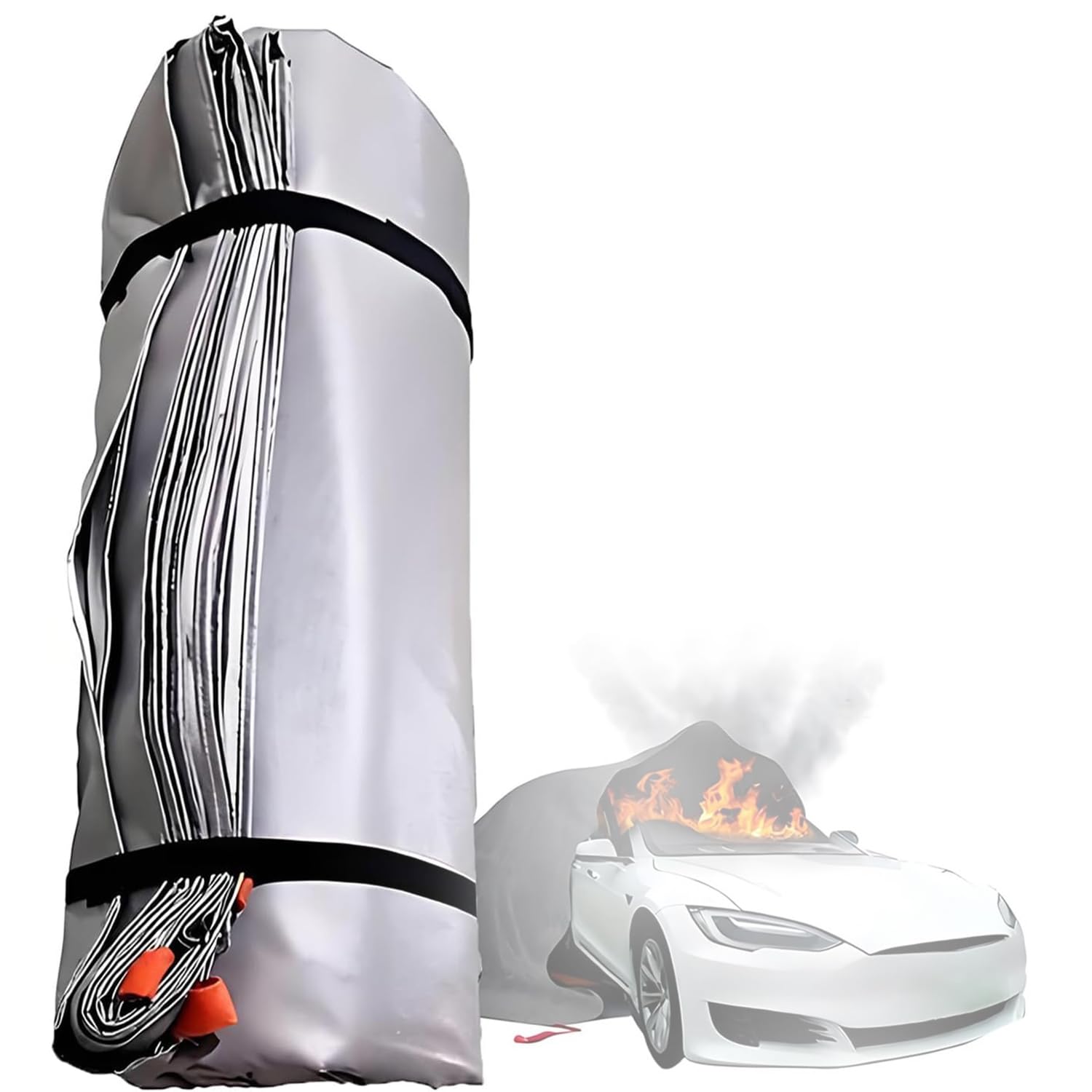 Ynbshgaa Size_name Fire Suppression Blanket For Vehicle, Emergency Fire Blanket - Silicone Coated Fiberglass, 1100°C Heat & Reusable For Ev Battery, Engine Fires In New Energy Vehicles,-3*4M/9.8*13.1Ft