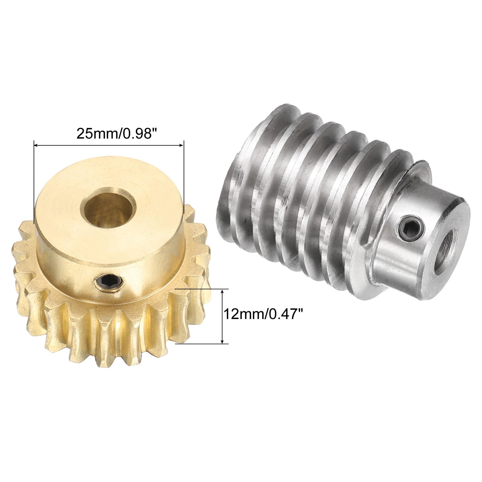 QUARKZMAN Engrenage À Vis Sans Fin 20T Module 1.5 Taux De Réduction 20:1, Roue De Boîte D'Engrenage De Rotation Droite(Engrenage- Alésage De 8mm, Tige En Acier #45 Alésage De 8mm)