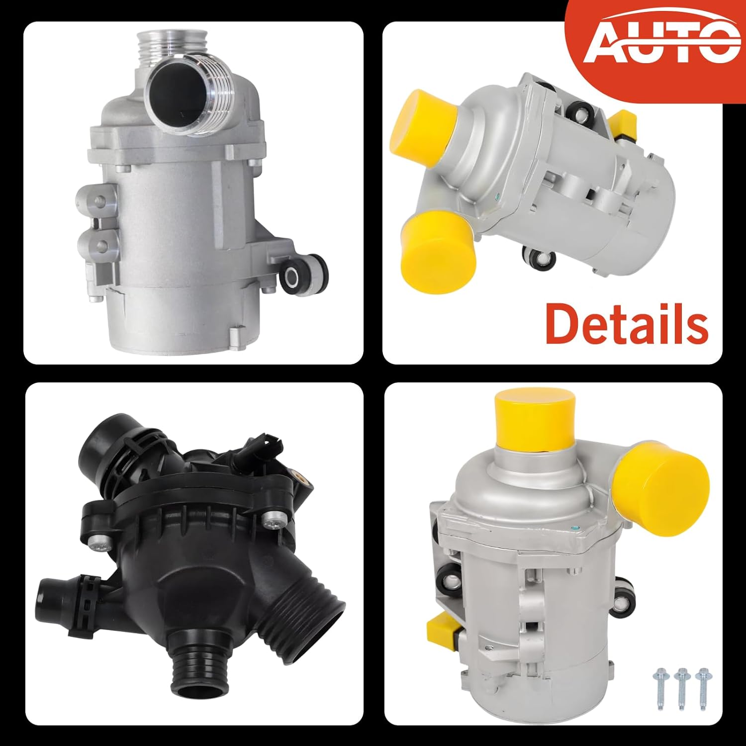 Electric Engine Water Pump W/Thermostat 11517521584 Compatible with BMW X3 Z4 X5 328i 323i 128i 528i Automotive WaterPump Replacement 11517546994 11517563183 11517586924