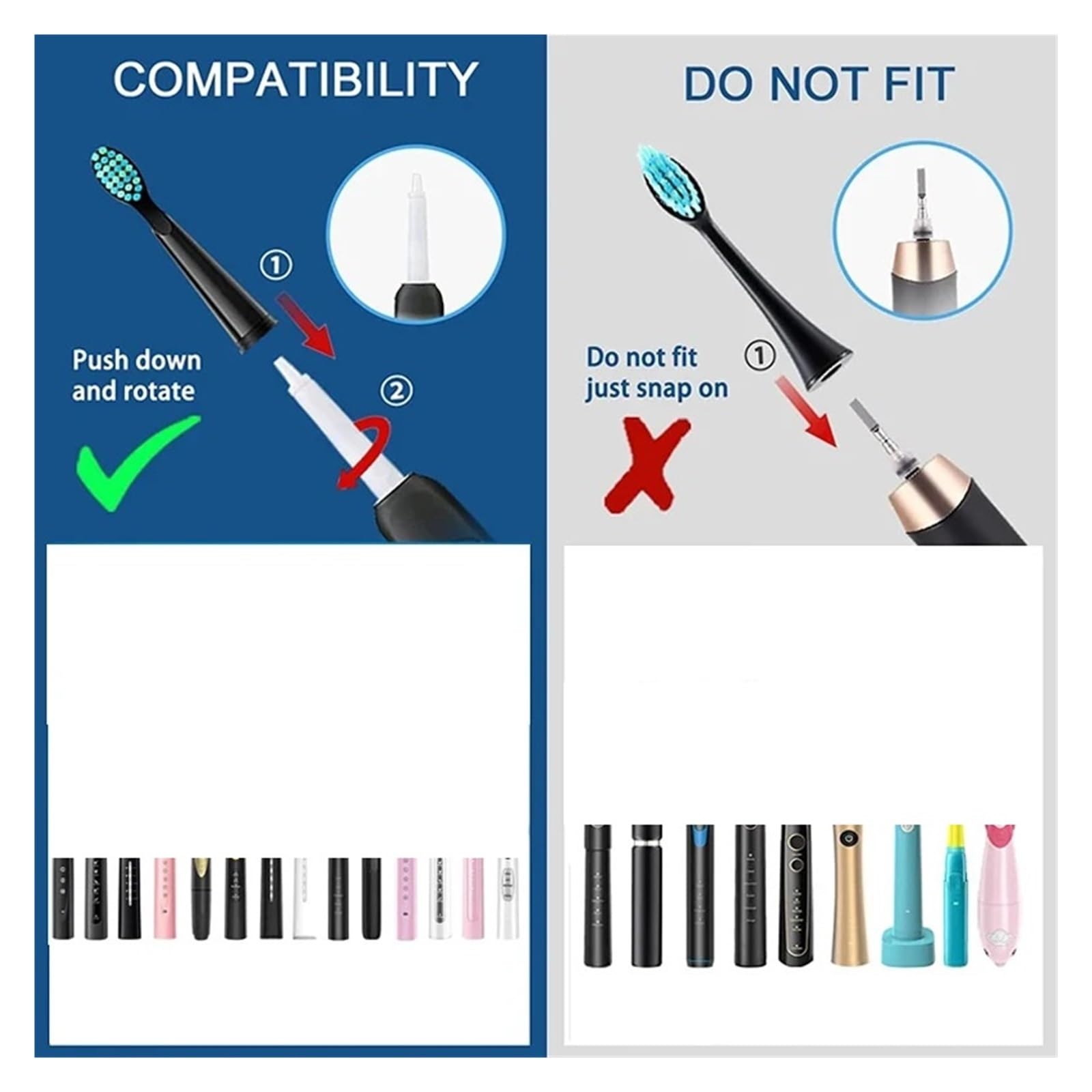Cabezales de cepillo de dientes eléctricos, compatibles con Fairywill, | FW-D1/FW-D3/FW-D7, Compatible con SEAGO, SG910/507/958/515/949/575/551(20 PCS PK)