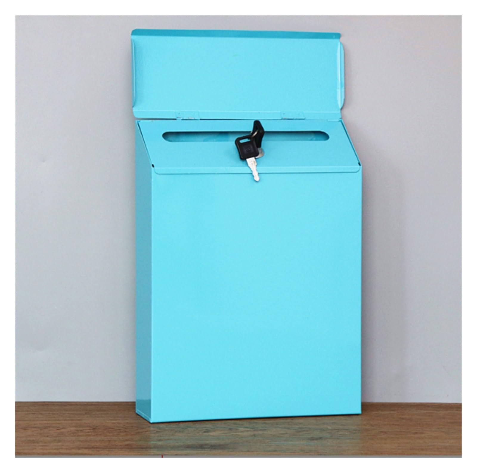 Metal Mailbox Mailbox Locking Wall Mounted Comment Drop Box Payments Holder Postbox(Blue)