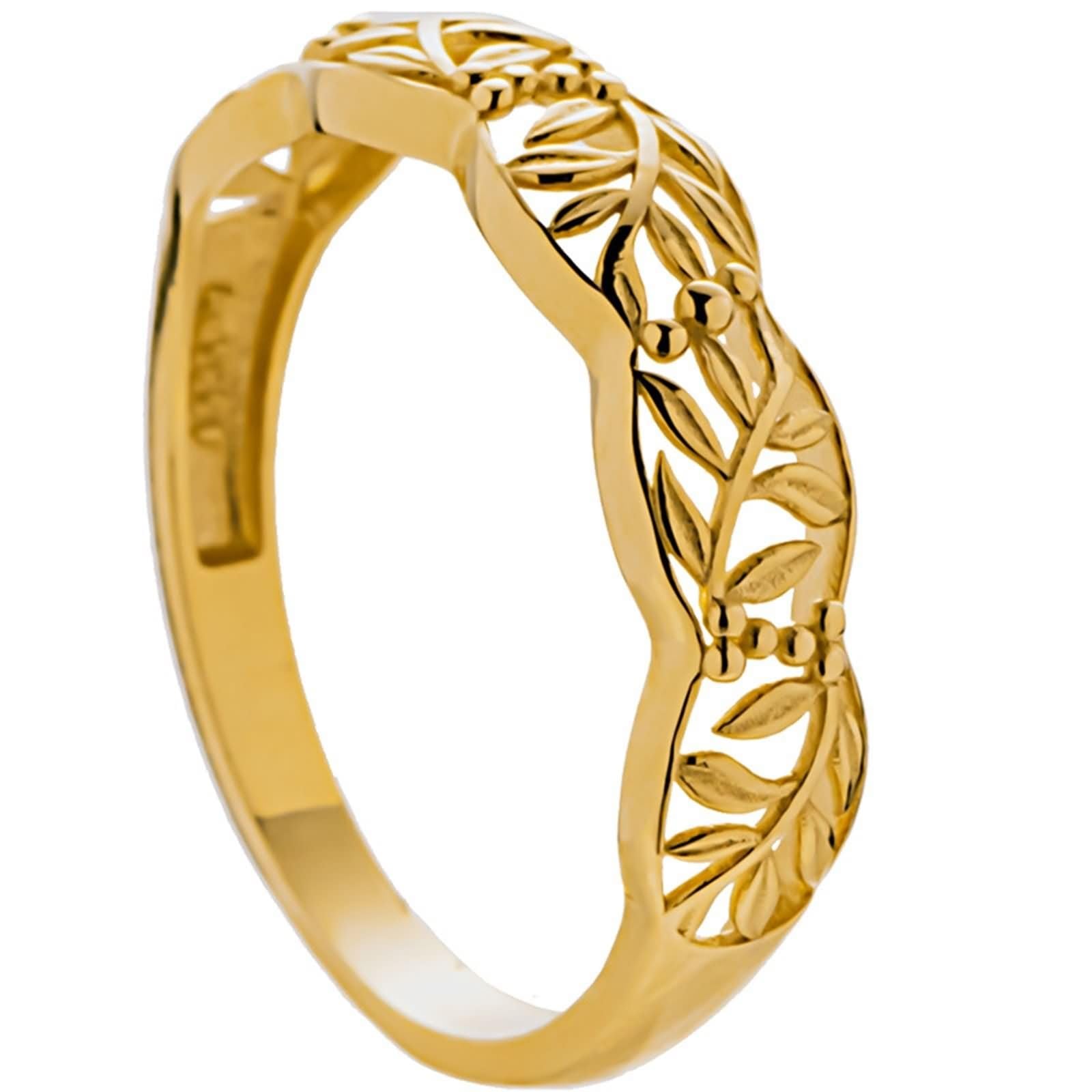 Wycian Anillo Dorado Anillo Oro 14K Hoja Hueca Tamaño 8 Moda Para Lesbian Aniversario Joyas Actualización 3.0