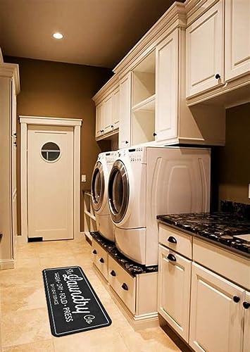 Miniatura 4 de Alfombra larga para cuarto de servicio, antideslizante, impermeable, para cocina, 72 x 24 pulgadas, color negro, 3