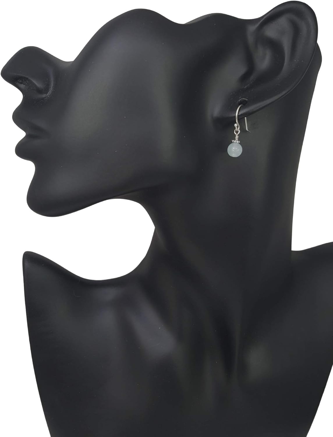 Sterling Silver Aquamarine Beaded Drop Earrings, Handmade Gemstone Dangle Jewelry, March Birthstone - Image 4