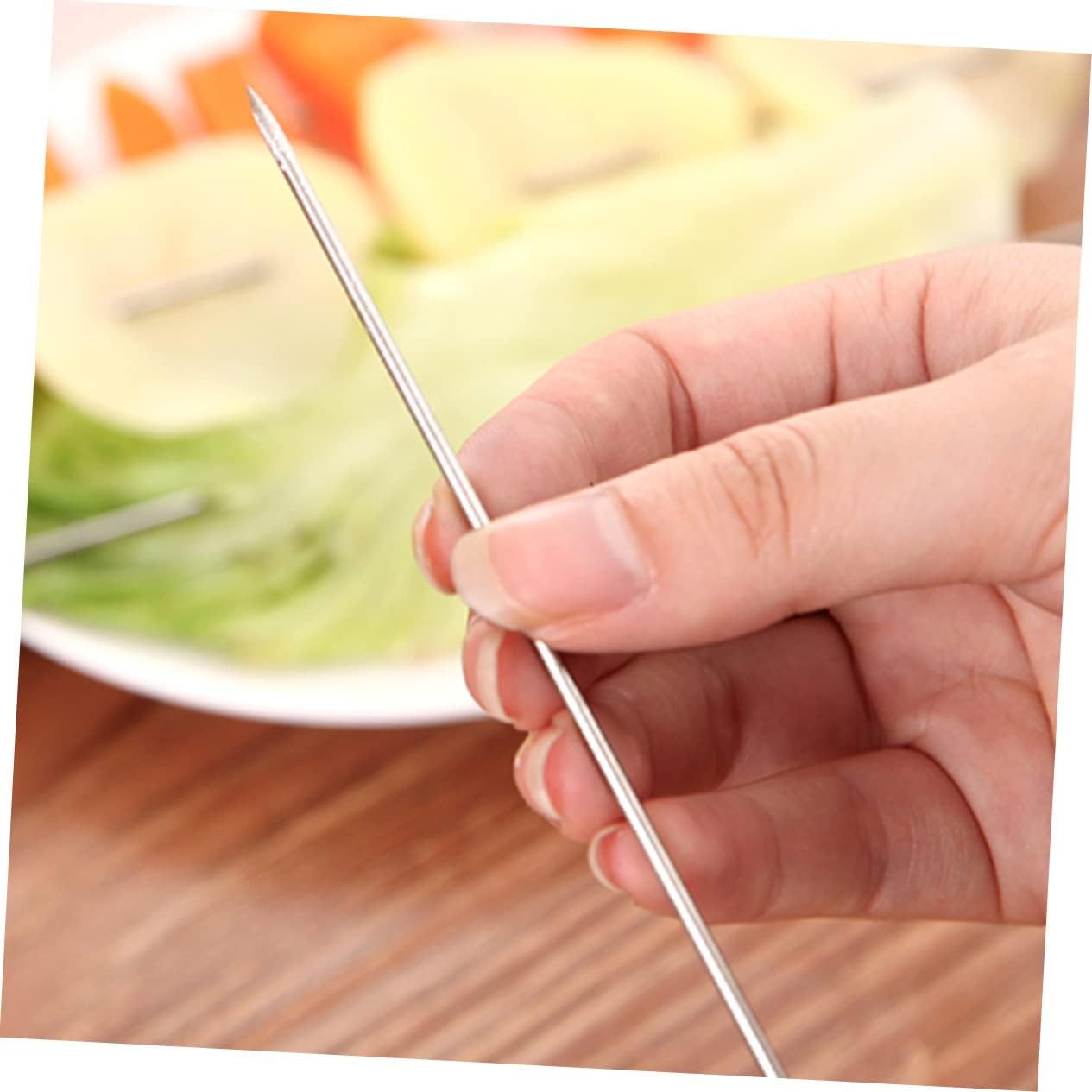 BESPORTBLE 100pcs Stainless Steel Barbecue Skewers Heavy Duty Bbq Needles for Outdoor Grilling for Camping Picnics and More