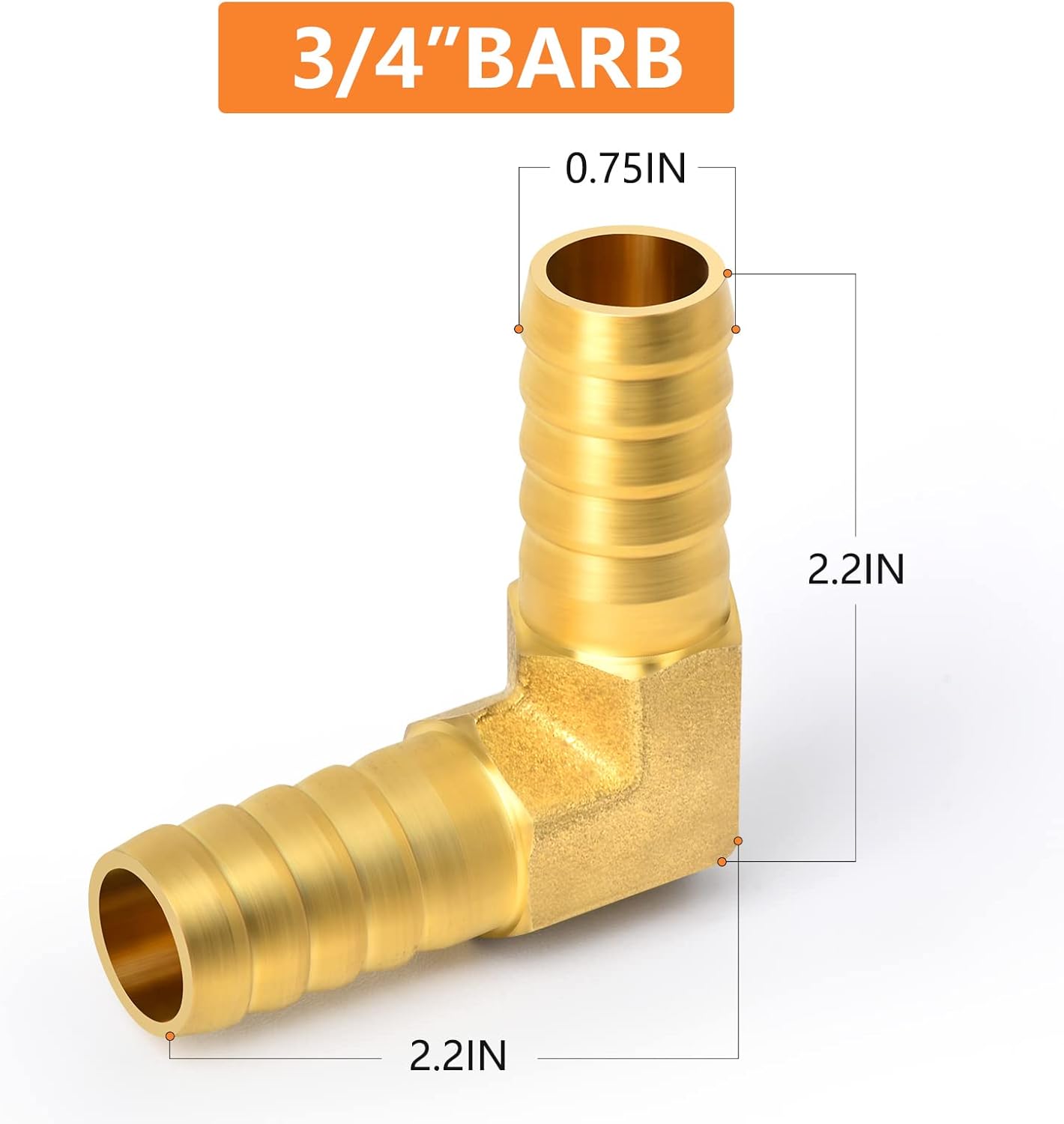 GASHER 20 Pieces Brass Hose Barb Reducer, 3/4 Inch to 3/4 Inch Barb Hose ID 90 Degree L Right Angle Elbow with 40 Hose Clamps, Brass Barb Reducer SPLICER Fitting Fuel/AIR/Water/Oil/Gas/WOG