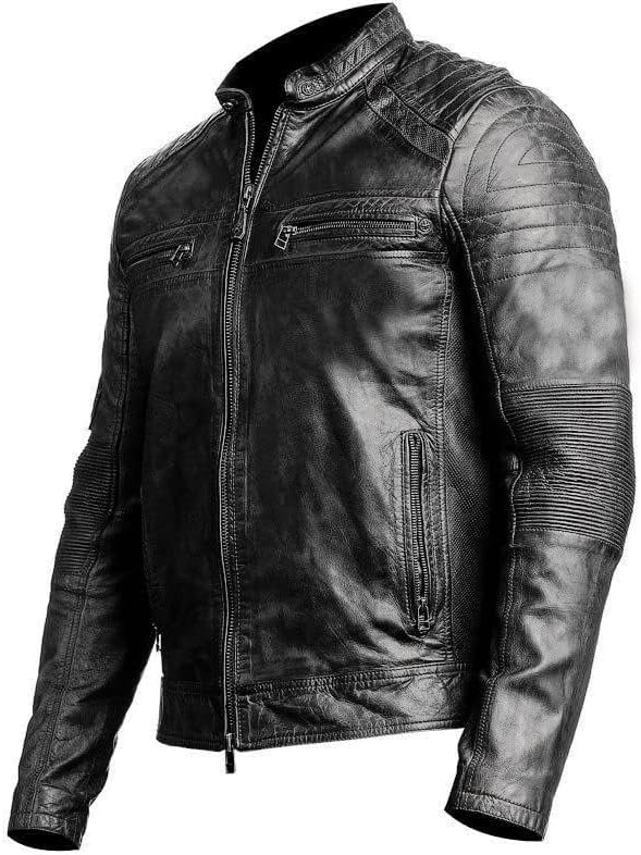DECIMAL Men's Black & BROWN Genuine Lambskin Leather Biker Jacket VINTAGE REAL MOTORCYCLE JACKETS FOR MEN - Image 4