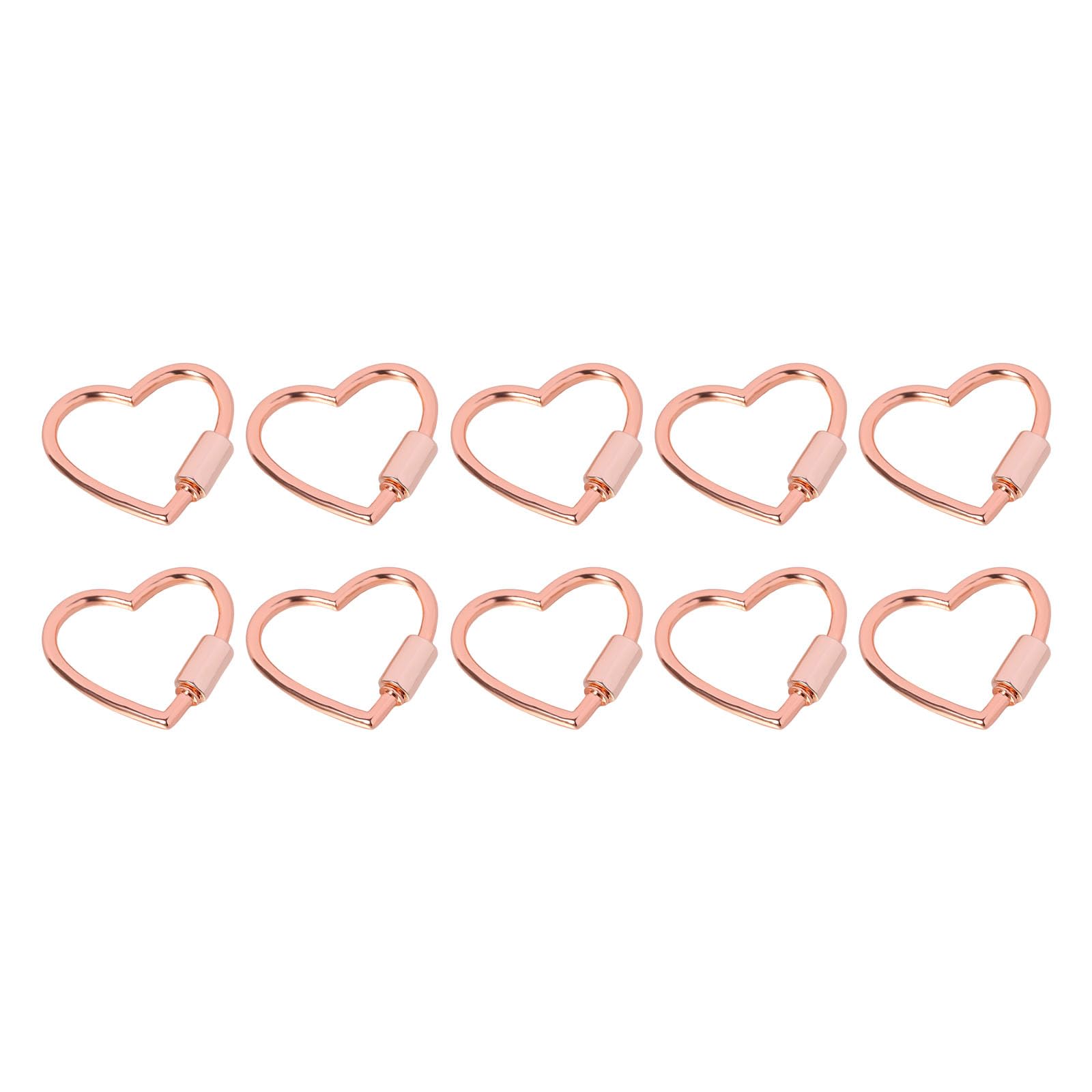 YROHGKPN 10Pcs Heart Carabiner Clip with Screw Gate Metal Bag Strap Buckles Hook for Bag Accessories Heart
