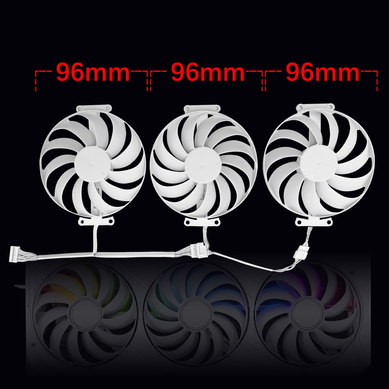 Ventilador para tarjetas gráficas de 95 mm CF1010U12S GPU para ASUS GeForce RTX 3070 3080 3090 Strix Blanco Tarjetas gráficas Ventilador Reemplazar el enfriador (Ventilador de tarjeta gráfica