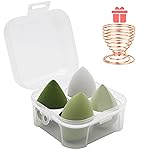Makeup Sponges Set - Beauty sponges Blending Blenders with 1 Holder and Egg Case, Flawless for Cream, Powder and Liquid (Green, 4Pcs+1Holder+ case)