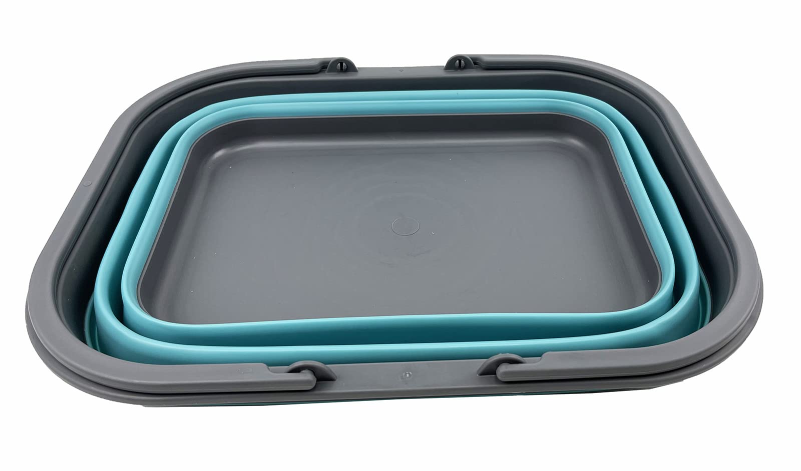 SAMMART Cesta plegable de 15 litros con asa, cesta portátil para picnic al aire libre, bolsa de compras plegable, contenedor de almacenamiento para ahorrar espacio (gris/azul cristal)