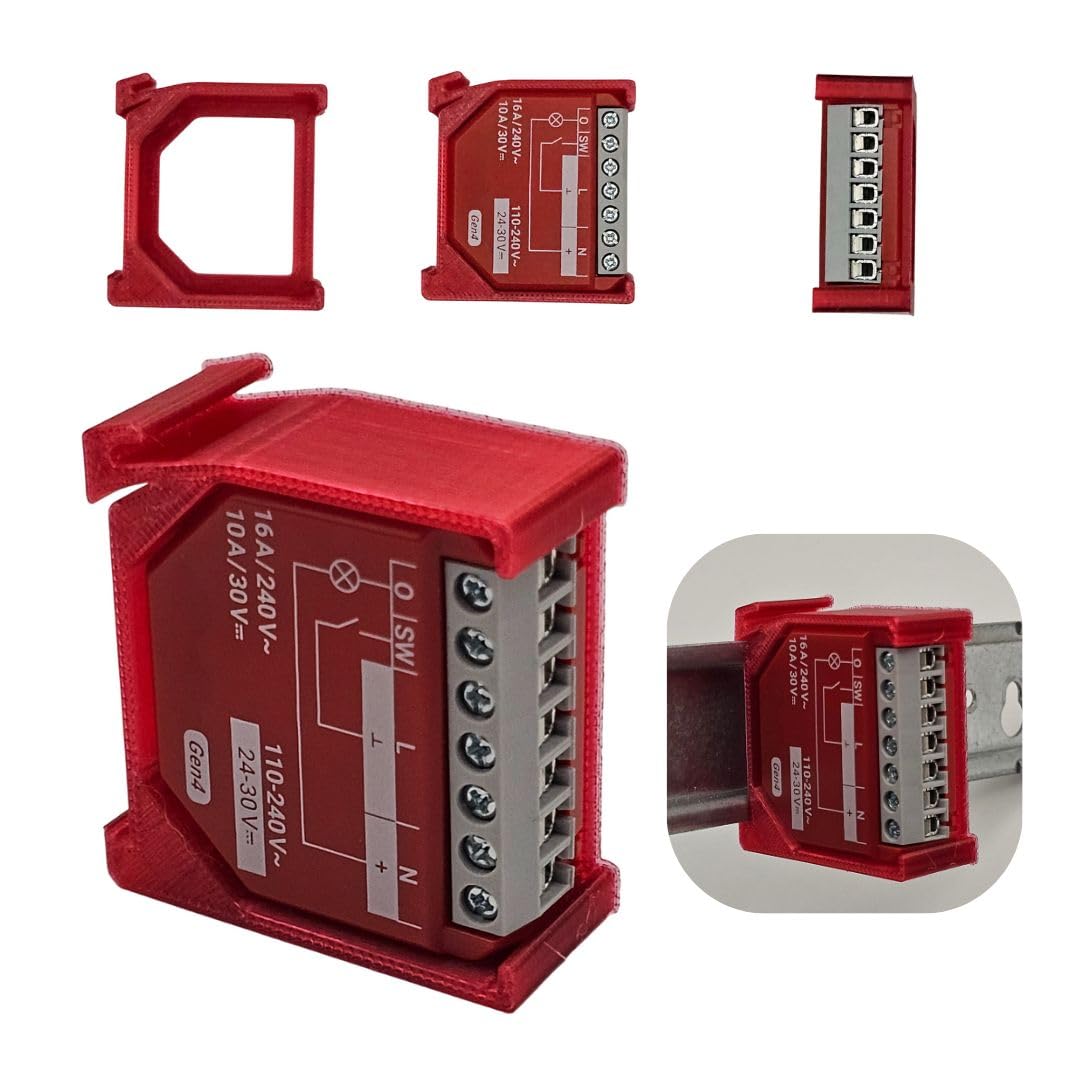 Soporte para riel para Shelly 1PM GEN4 Din Rail Adapter (rojo)