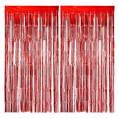 Image of Party Propz Foil Curtain Set of 4 (Red)
