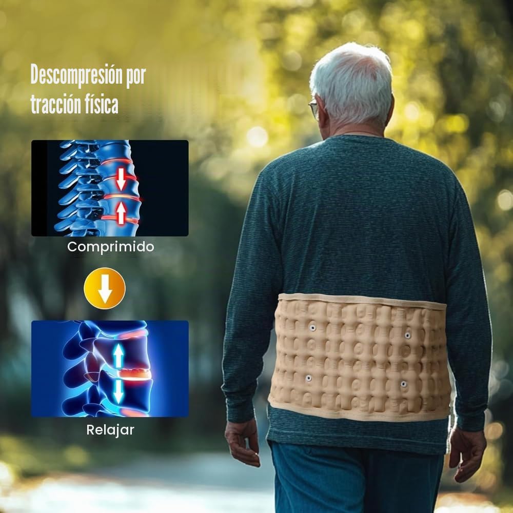 NEWFUN Faja Lumbar Con bomba de aire eléctrica，Cinturón de descompresión，Cinturón lumbar inflable, dispositivo de tracción, para el alivio del dolor muscular y la prevención de lesiones