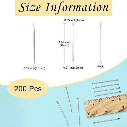 Miniatura 10 de LiQunSweet 250 piezas de conectores de tira fina de 0.984 in1 pulgada (0.984 in), dijes de barra larga para colgantes, dijes de doble bucle para