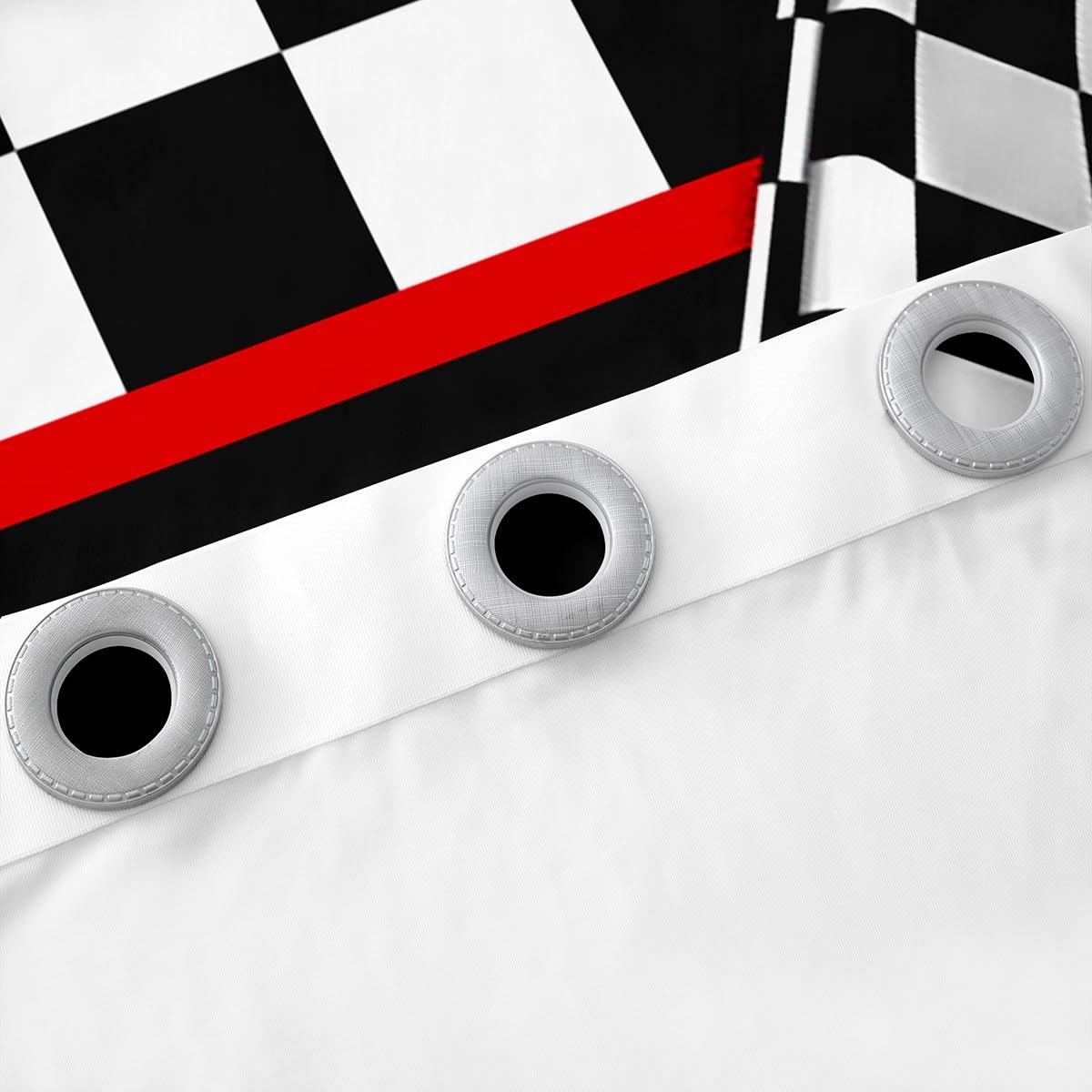 Cortinas opacas para niños y niñas, diseño de coche de carreras, 30%-50%, cortinas deportivas a cuadros de carreras, decoración de dormitorio de adolescentes (2 paneles, 66 pulgadas de ancho