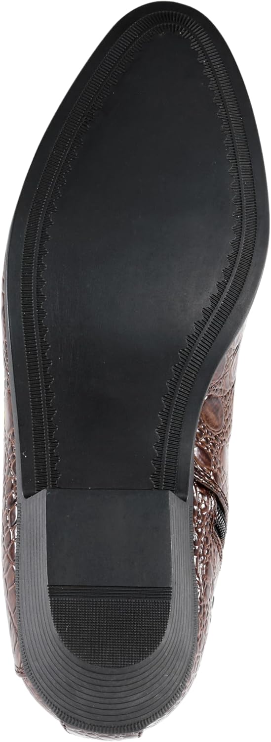 Amali Jasper Men's Fashion Ankle Boots Side Zipper Crocodile Alligator Print Pointed Toe