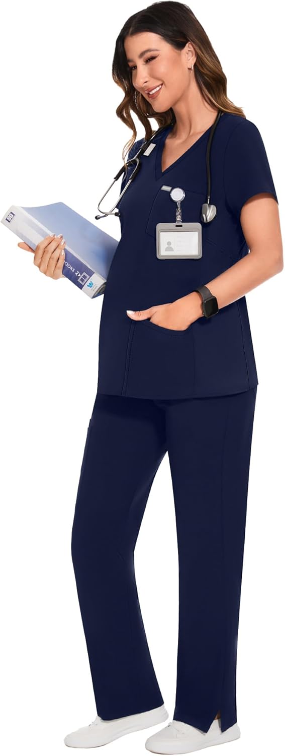 POSHGLAM Women's Maternity Scrubs Top Workwear V-Neck Medical Shirts Pregnancy Scrub Clothes - Image 3