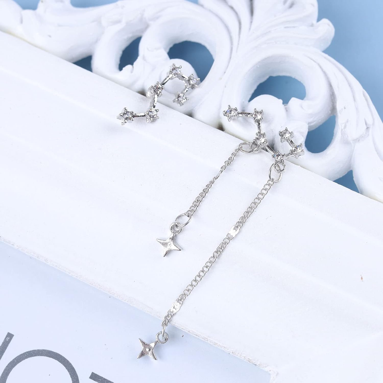 Boho Cz Big Dipper Stud Earrings Star Tassel Drop Earring Silver Long Chain Dangle Earrings Jewelry for Women - Image 3