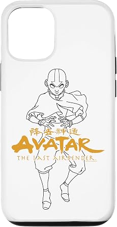 iPhone 15 Pro Avatar Aang Lineart Sketch Drawing Black White Fighting Pose Case