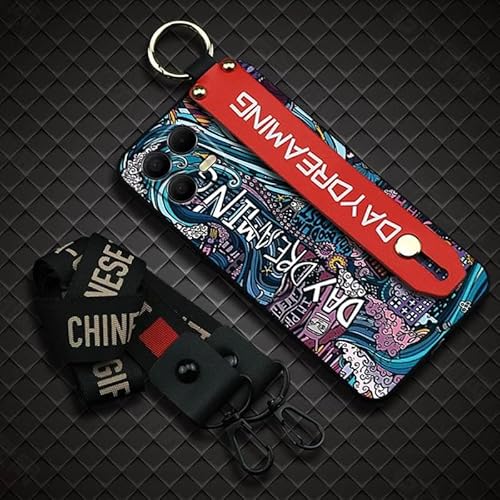Phone Case Compatible with TCL T-Mobile Revvl8 Pro/T Phone3Pro, Anti-knock Wrist Strap Shockproof Back Cover Dirt-resistant Pers