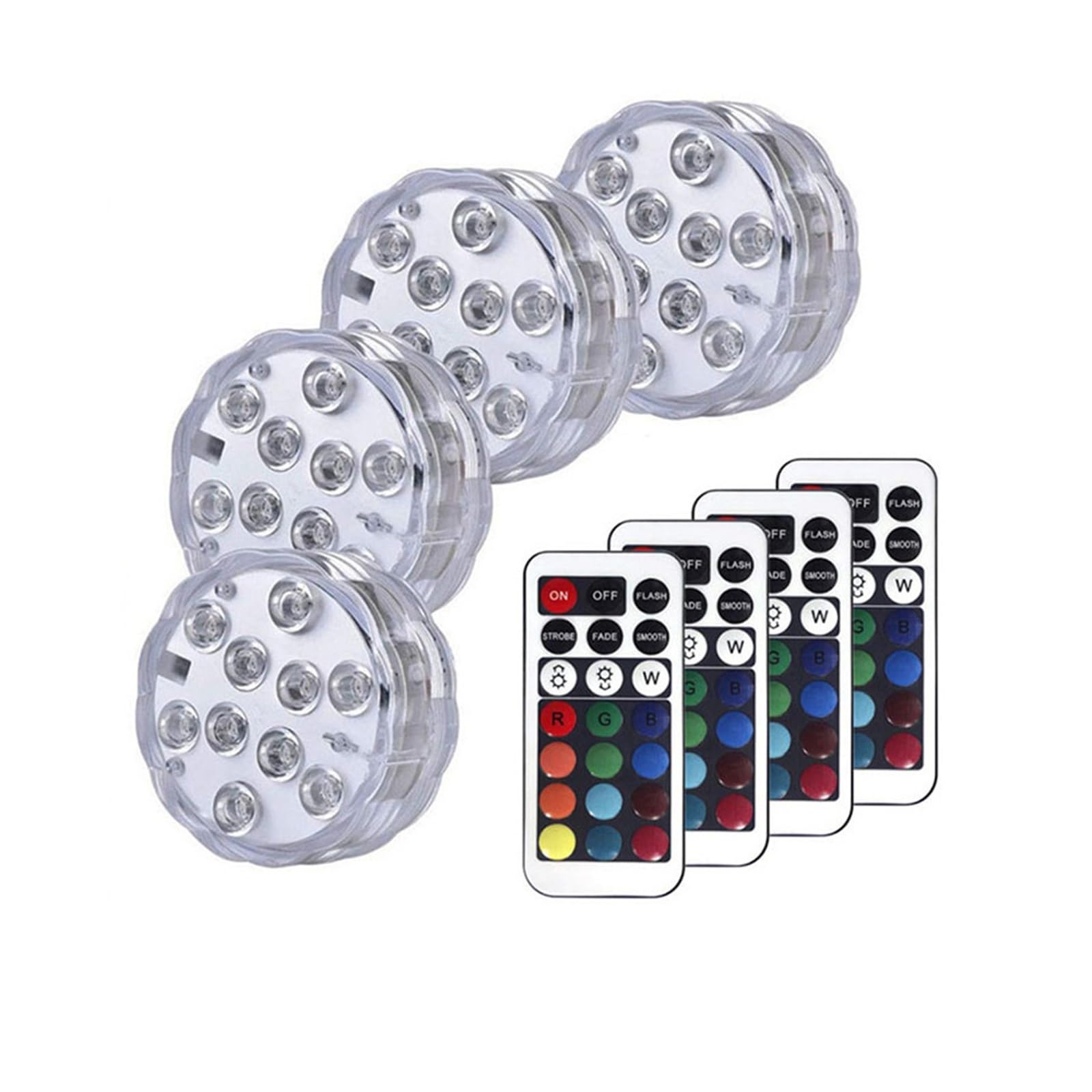 IP68 Impermeable 10 Leds Luz Sumergible Acuario RGB Color & Mando a Distancia con Pilas for Exteriores for jarrón, Fuente, Piscina