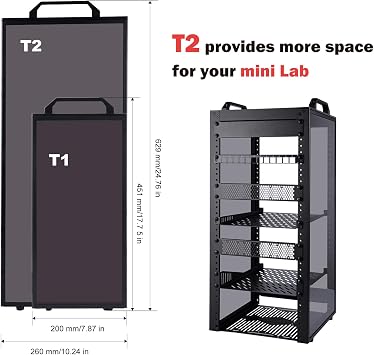 GeeekPi 12U Network Rack, 10 inch Mini Server Rack for Network, Servers, Audio, and Video Equipment, DeskPi RackMate T2 Rackmount, 10.23 inch Depth