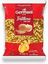 Germani Alimentos Macarrão Tortilhone Com Ovos Germani 500G Massa Tortilhone De Sêmola Com Ovos Pasta Tortiglioni All Uovo Vermelho Ressaltando O Sabor Dos Molhos Receita Caseira Desde 1892