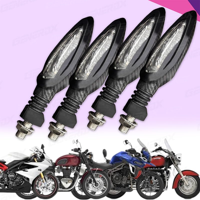 Generox Carbon Indicator Light For Bike Turn Signal Blinker Light Compatible Triumph Universal Motorcycle,Yellow (Pack of 4) (3 months Warranty)