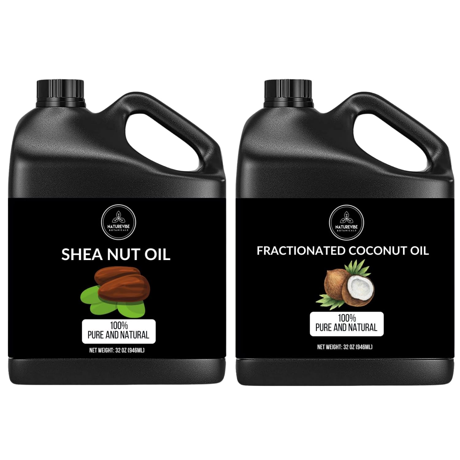Naturevibe Botanicals Shea Nut Oil 32oz and Fractionated Coconut Oil 32oz | Oil Combo