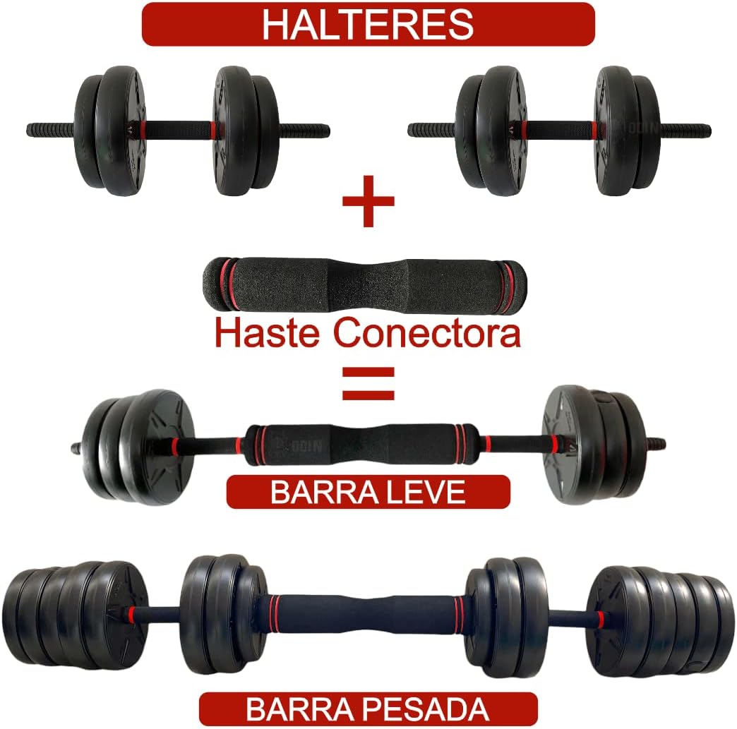 Kit Halteres Musculação Kettlebell 6 em 1 Peso 20kg Academia Odin Fit