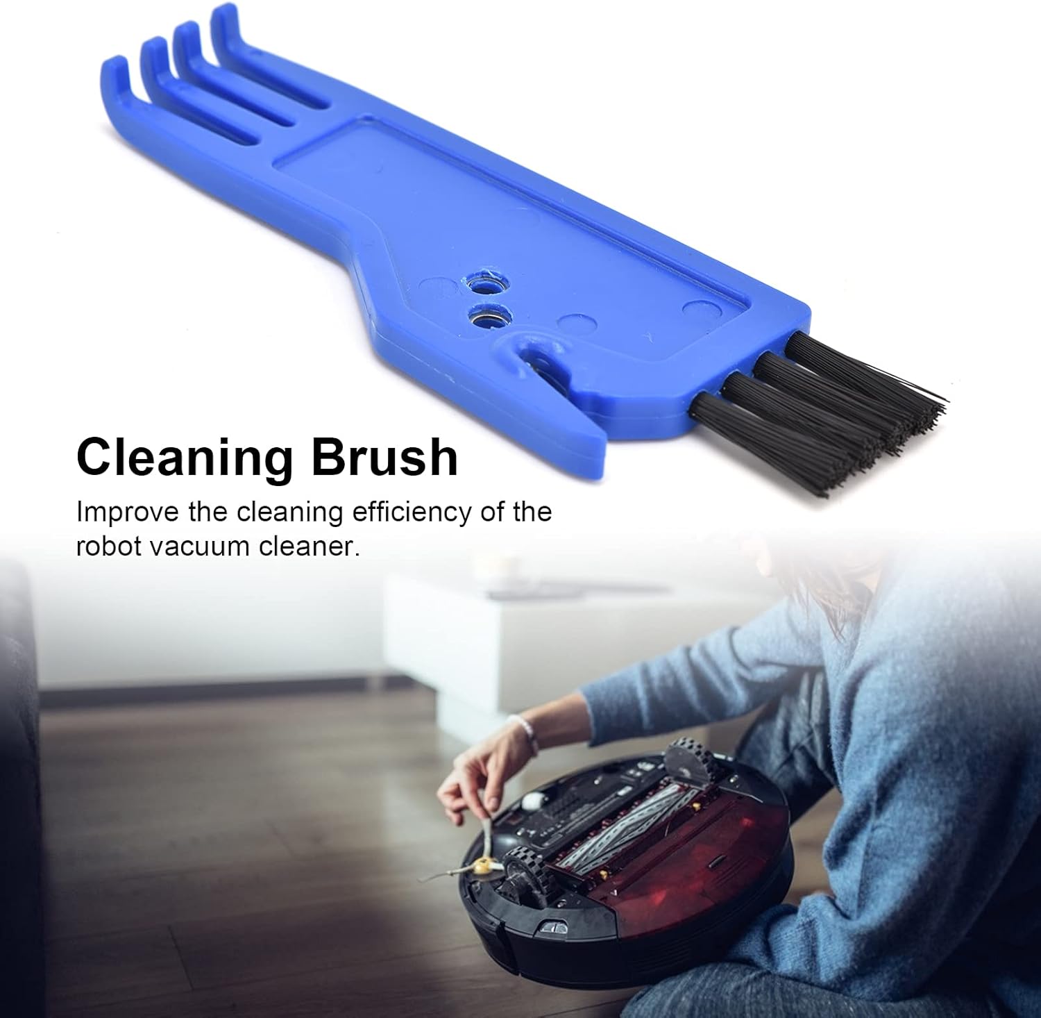 Sweeping Robot Handheld Vacuum Sweeper Parts, ABS Vacuum Brush Cleaning Tool, Blue Vacuum Roller Tool Cleaning Brush Replacement for Xiaomi, Shark, Dreame, Eufy, 1Pcs