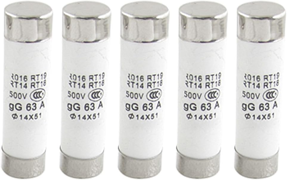 IIVVERR 5 Pcs RO16 500V 63A 14 x 51mm Cylindrical Fuse Links (5 Piezas RO16 500V 63A Vínculos de fusibles cilíndricos de 14 x 51 mm