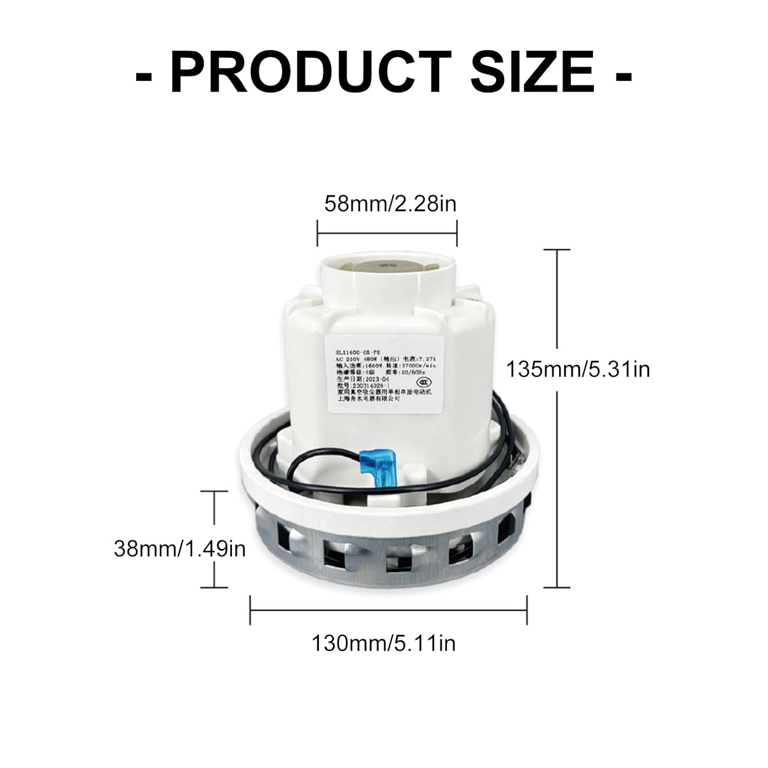 High Speed Vacuum Motor 1600W Powerful Suction Metal Construction for Home Collector Replacement Motor Parts