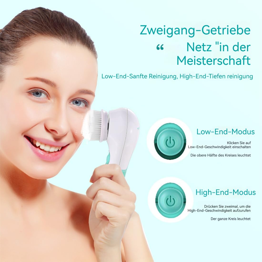 Elektrische Tiefenreinigungs-Gesichtsreinigungsbürste für alle Hauttypen, porentiefe Reinigung & Anti-Mitesser, 3 Geschwindigkeitsstufen, Reisegröße – zuhause & unterwegs für Frauen & Männer