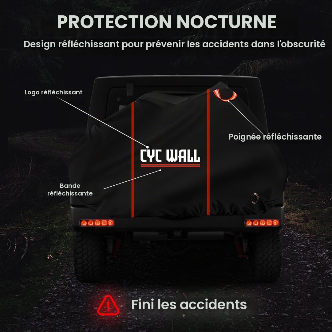 Housse de vélo d'extérieur 600D pour 2 vélos – Design réfléchissant anti-accident pour le rangement extérieur – Housse de pluie pour le transport de porte-bagages