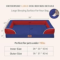 Vista 568 de Comfort Expression Cama ortopédica para perros extra grandes de 45 x 35 pulgadas, cama para mascotas XL de espuma tipo caja de huevos impermeable