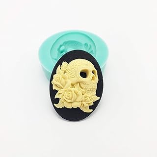 F S Brand Silicone Mold Pirate Skull Roses Cameo Flexible for Crafts, Jewelry, Resin, Scrapbooking, Polymer Clay.