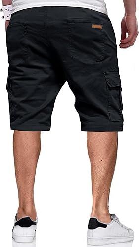 Miniatura 2 de Pantalones cortos cargo para hombre, cintura elástica, cordón elástico, pantalones cortos de golf al aire libre con 6 bolsillos