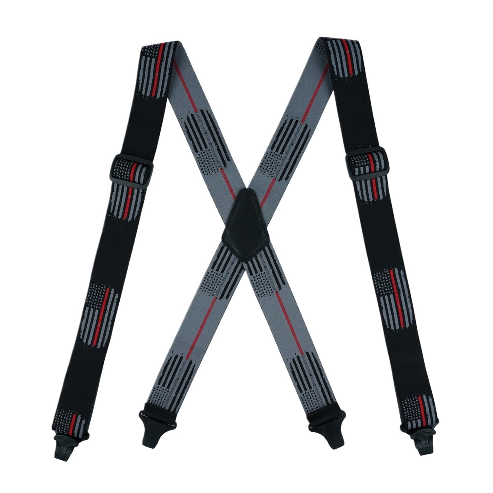 Tirantes elásticos con clip de plástico en forma X y parche cuero, aptos for aeropuertos para trajes y ropa formal