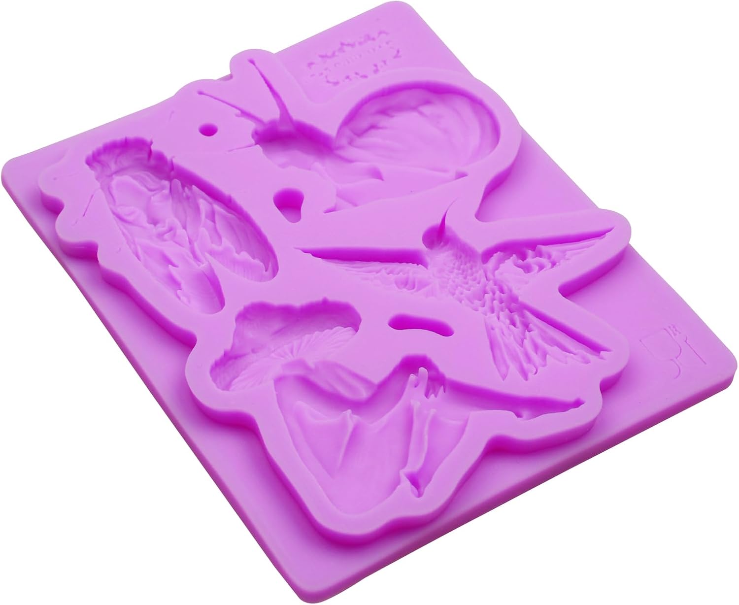Infovox Enchanted Garden Silicone Fondant Mold Set, Hummingbird Snail Cicada and Mushroom Fairy Tale Cake Decorating Molds, 1-Piece 4.45 x 3.62 Inch Baking Tools for Chocolate, Gum Paste, Clay image 4