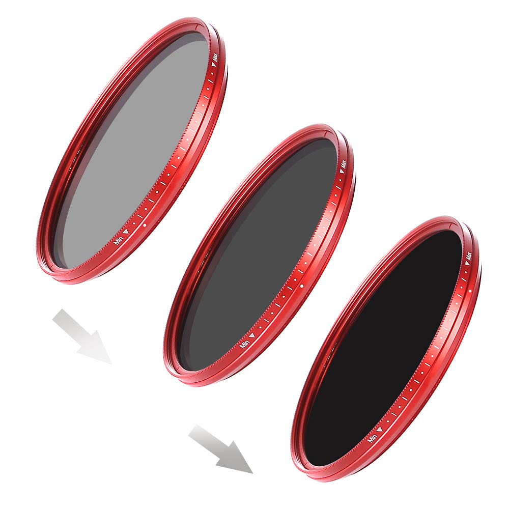 FOTGA 67mm Ultra Slim Fader ND-Objektiv-Filter Einstellbare Neutraldichtefilter Variable ND2 zu ND400 Neutral Density Filter Graufilter - Rot