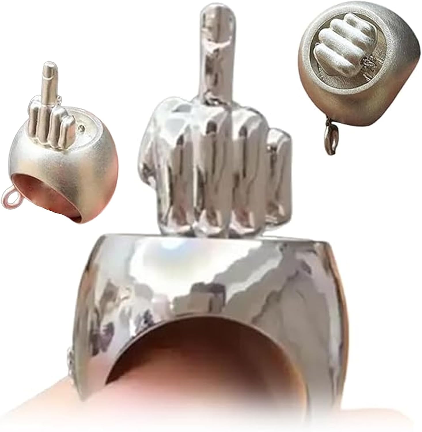 Bague tournante pour doigt d'honneur, et le majeur emblématique