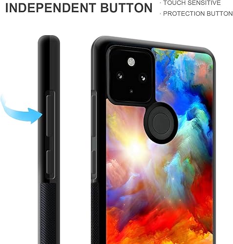 Miniatura 4 de CARLOCA Funda de acrílico duro compatible con Google Pixel 5, diseño gráfico de identidad colorido de nubes irreales, a prueba de golpes,