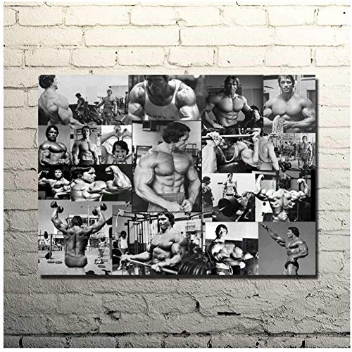 Yhyxll Arnold Schwarzenegger Sport Bodybuilding Citat motivación arte arte impresión gimnasio decoración de la habitación fitness impresión impresión sobre lienzo -60 x 90 cm sin marco Cover