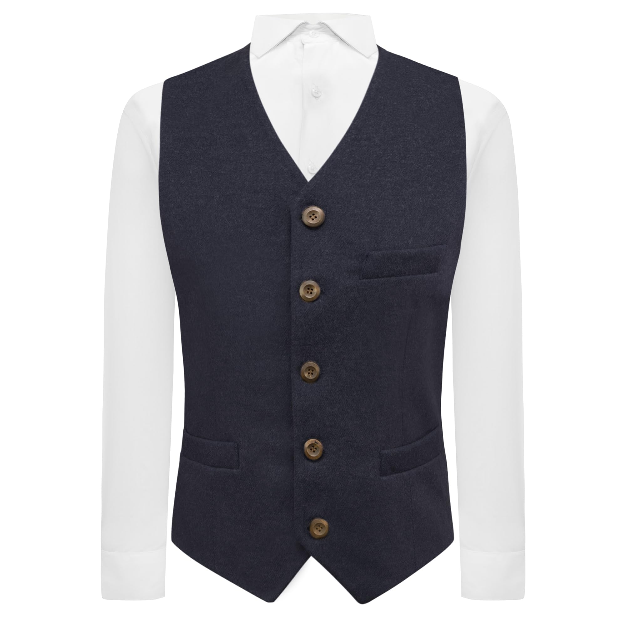 King & Priory Navy Blue Donegal Tweed Waistcoat - XXXL